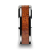 Exotic Mahogany Hard Wood Inlaid Tungsten Ring With Beveled Edges 4mm-10mm