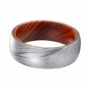 HEMI Men’s Domed Damascus Steel Ring with Iron Wood Sleeve 8mm