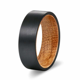 HOWI Schwarzer Wolfram-Ehering im Rohrschliff mit Whiskey-Fasshülse 6 mm und 8 mm - 6mm / 5 / Schwarz