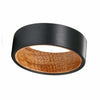 HOWI Black Pipe Cut Tungsten Wedding Band w/ Whiskey Barrel Sleeve 8mm