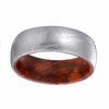 JACOP Men’s Domed Damascus Steel Ring with Snake Wood Sleeve - 8mm