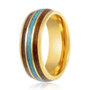 Kelso Gold Tungsten Ring with Rosewood and Crushed Turquoise Inlay - 6mm & 8mm