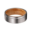 KEON Men’s Grooved Tungsten Carbide Band with Whiskey Barrel Wood Sleeve - 8MM