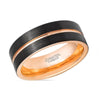 KHAN Men’s Two-Tone Black Tungsten Ring with Rose Gold Groove and Inside - 8MM