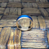 KIANO Men’s Blue Brushed Tungsten Ring w/ Rose Gold Step Edges & inside 6mm 8mm