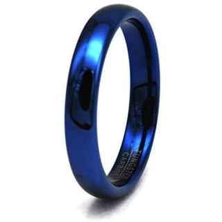 LANCE Women's Domed Highly Polished Blue Tungsten Carbide Ring 4mm & 6mm - 4mm / 5.5 / Blue