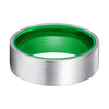 Layton Men’s Flat Brushed Tungsten Carbide Wedding Ring Green Interior - 8mm
