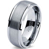 Men’s Beveled Tungsten Wedding Band Comfort Fit with Stepped Edges - 8mm