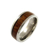 Mens Titanium Band Genuine Inlay Hawaiian Koa Wood Comfort Fit Ring - 8mm