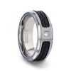 OURAY Beveled Black Rope Cables Inlaid Titanium Ring With Diamond Center 8mm