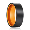 PROVO Flat Black Tungsten Carbide Ring Brushed Finish Orange Inside 6mm & 8mm