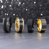 RIO Men’s Multiple Black Diamonds Gold Plated Titanium Wedding Band - 8mm