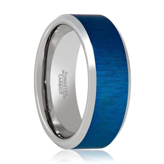 Riverton Blauer Wolframring mit reflektierenden abgeschrägten Kanten für Herren – 8 mm - 7 / Wolfram