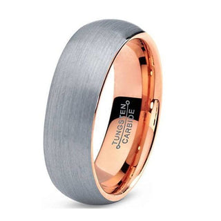 Wolfram-Ehering aus Roségold, gewölbt, gebürstet - 7 mm - 10.5 / Wolfram