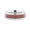 SANFORD Beveled Mahogany Wood Inlaid Titanium Men’s Wedding Ring - 8mm