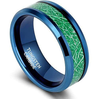 Towson abgeschrägter Ehering aus blauem Wolfram, grüner Sandstein, Meteorit-Ring, 8 mm - 7 / Wolfram