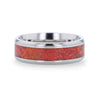 WESTPORT Titanium Men’s Ring With Beveled Edges And Red Opal Inlay - 8mm