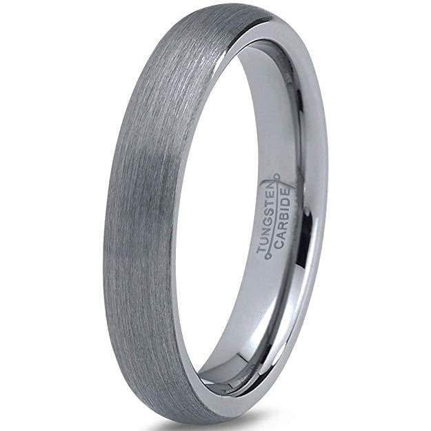 Women’s Classic Domed Tungsten Wedding Band with Brushed Finish - 4mm